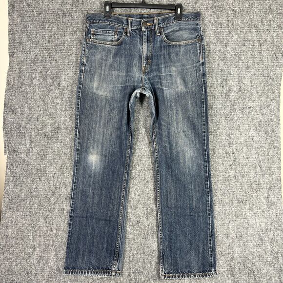 Levis Jeans Mens 34 Blue Denim 514 Regular Fit Straight Leg Worn Broken In Faded - Picture 1 of 14
